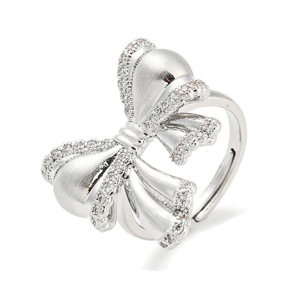 Brass Micro Pave Cubic Zirconia Adjustable Rings
