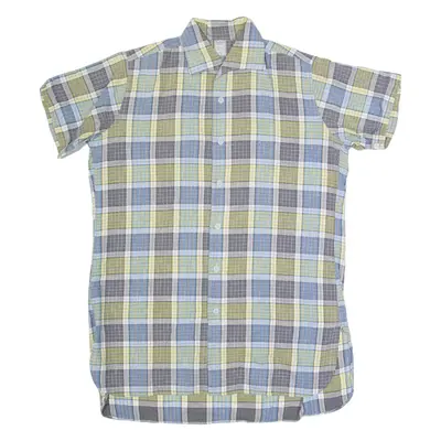 TOUCH AG Womens Shirt Dress Blue Check Short Sleeve Knee Length S