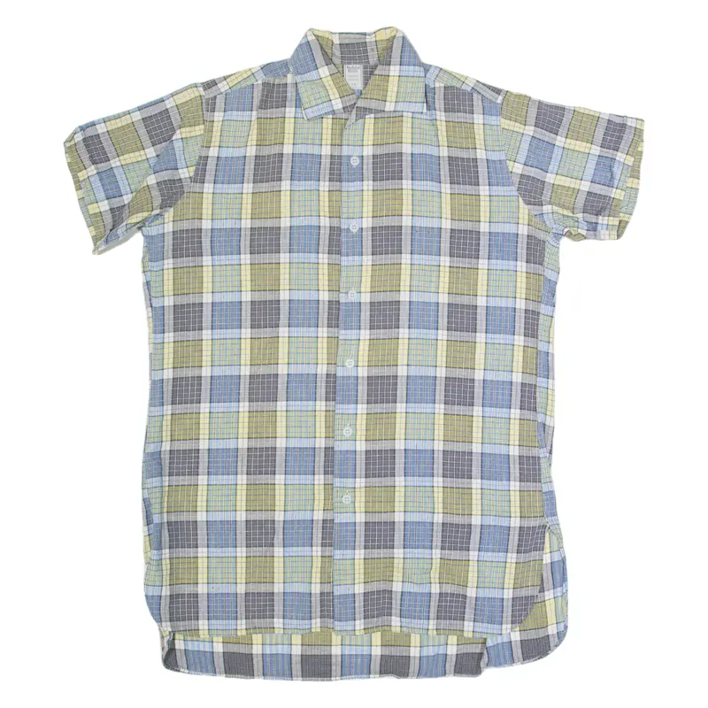 TOUCH AG Womens Shirt Dress Blue Check Short Sleeve Knee Length S