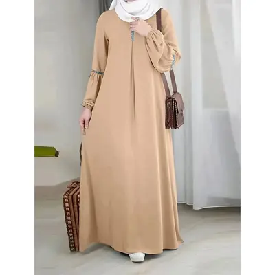 [Muslim Sequin] Women's Muslim Dress |   Long Sleeve |   Sequin |   Solid Color