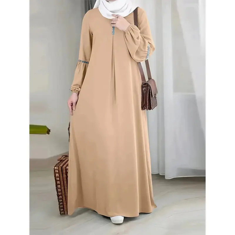 [Muslim Sequin] Women's Muslim Dress |   Long Sleeve |   Sequin |   Solid Color