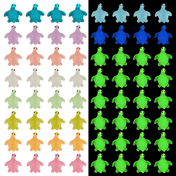 80Pcs 8 Colors Luminous Glow in the Dark Resin Cabochons