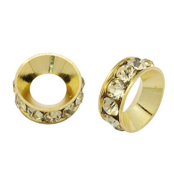 Brass Rhinestone Spacer Beads
