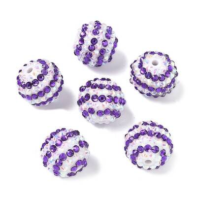 Striped Resin Rhinestone Beads