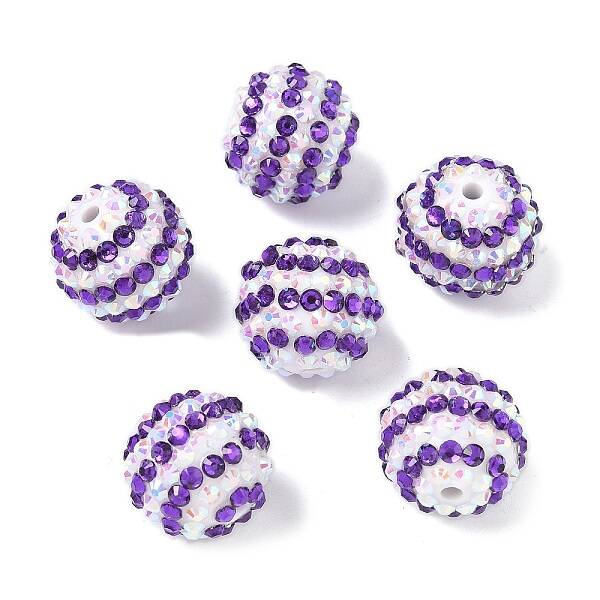 Striped Resin Rhinestone Beads