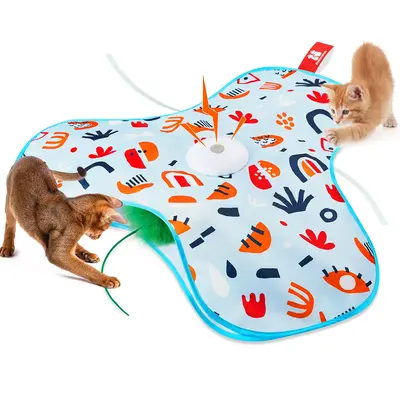 Potaroma Hide and Seek Cat Toys, in-The-Cover Unpredicatable Moving Feather, Interactive Kitten Wand Toy, Automatic Chargeabl...