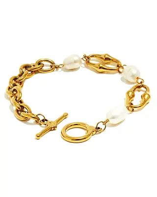 18K Pearl Gold Chain Necklace - MADISON PEARL DUET™ Pendant