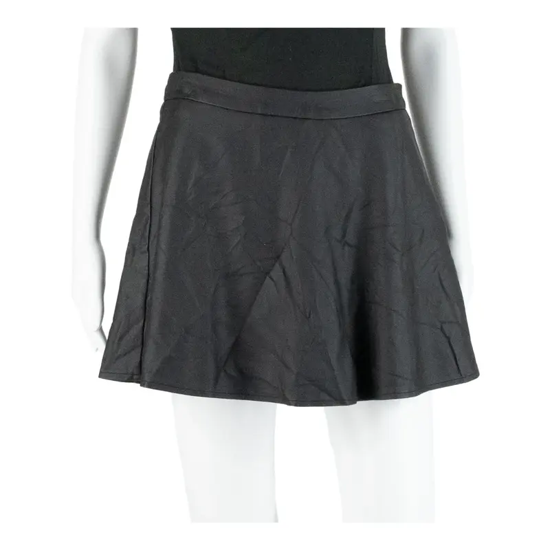 LAURA SCOTT Faux Leather Womens Skater Skirt Black Short Viscose UK 6