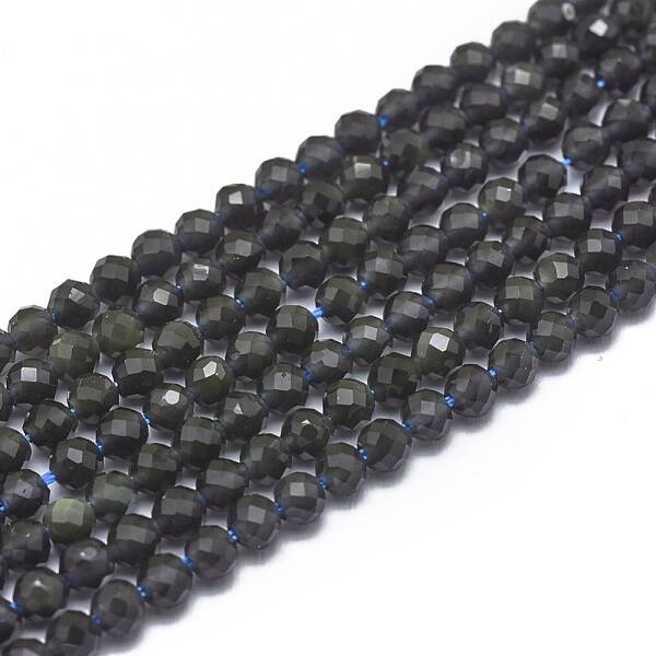 Natural Obsidian Beads Strands