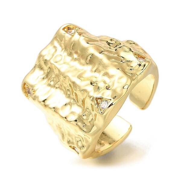 Rack Plating Brass Micro Pave Cubic Zirconia Open Cuff Rings for Women