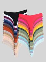 Women's Solid Color V-shaped Waist Thong, Breathable Comfortable Seamless Panty for Daily Wear, Women's Underwear for All Sea...