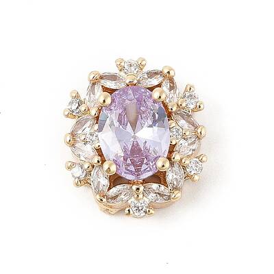 Brass Micro Pave Cubic Zirconia Beads