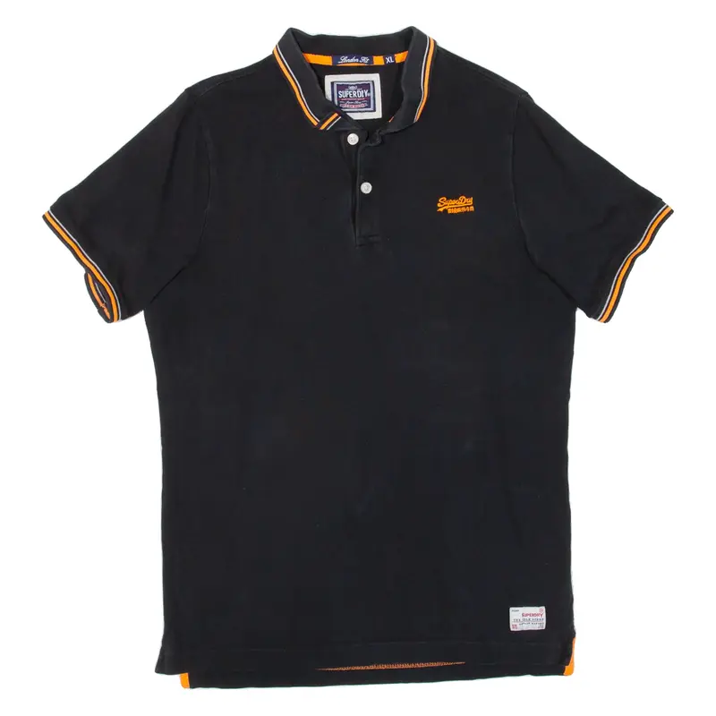 SUPERDRY Mens Polo Shirt Black XL