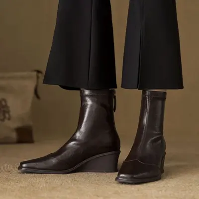 CHIKO Akantha Square Toe Wedge Ankle Boots