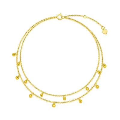 14K Gold Bead Multi-layered Anklet