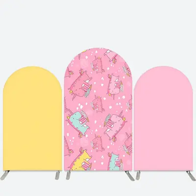 Aperturee Unicorn Girl Pink Yellow Birthday Arch Backdrop Kit | Chiara Arch Backdrop Diy | Custom Chiara Arched Covers | Chia...