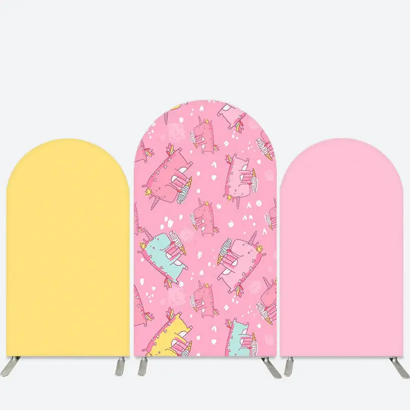 Aperturee Unicorn Girl Pink Yellow Birthday Arch Backdrop Kit | Chiara Arch Backdrop Diy | Custom Chiara Arched Covers | Chia...