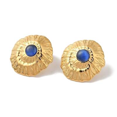Golden Ion Plating(IP) 304 Stainless Steel Stud Earrings for Women