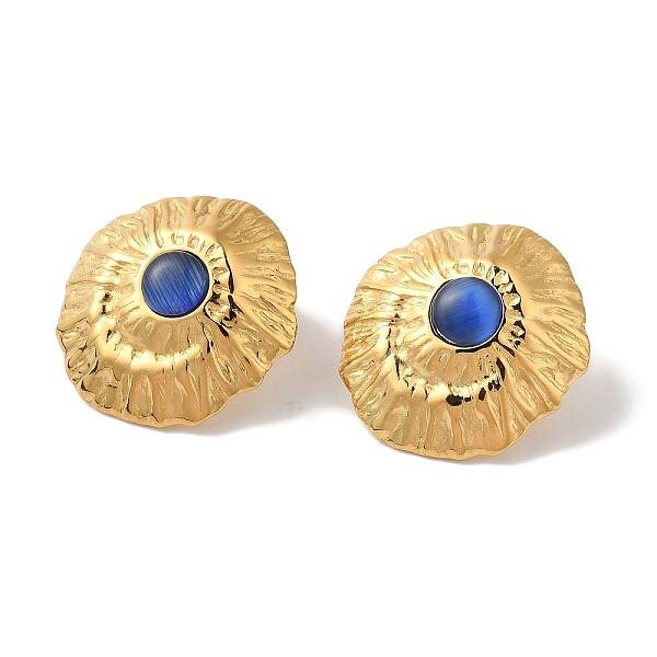 Golden Ion Plating(IP) 304 Stainless Steel Stud Earrings for Women