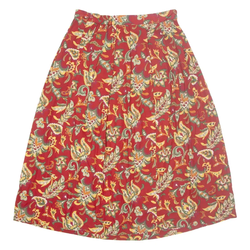 NORTHINGTON Womens A-Line Skirt Red Long Crazy Pattern UK 16