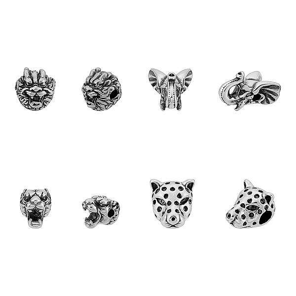 8Pcs 4 Styles 304 Stainless Steel Beads Sets
