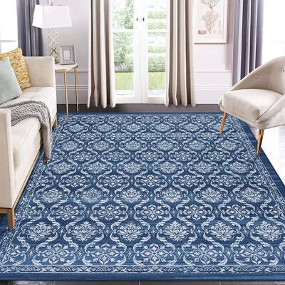 Garvee Modern Rugs for Bedroom 5x7 Washable Rug Indoor Floral Print Mat Non-Slip Living Room Rug Boho Low Pile Non-Shedding C...