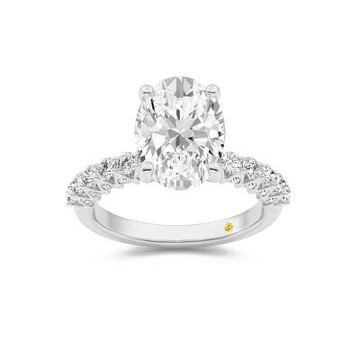 Verda Art Deco Inspired V-Prong Oval Lab Grown Diamond Engagement Ring | 14K White Gold 2 5/8 CT. TW.