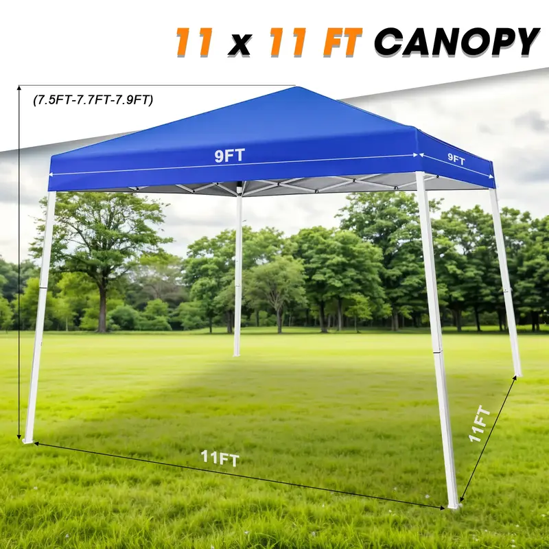 Grezone Pop Up Canopy Tent,11 x 11ft, 250 D PU Silver Coated Tarp,with Portable Bag,Waterproof and Sun Shelter Gazebo for Out...