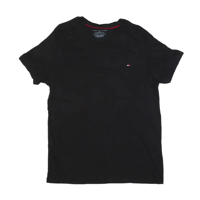 TOMMY HILFIGER T-Shirt Black V-Neck Short Sleeve Mens S