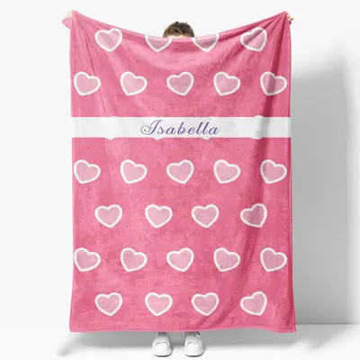 Pink Heart Patterns Custom Valentines Day Blanket - Aperturee