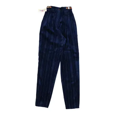 Les Copains Pinstripe Cord Trousers - 24W UK 6 Blue Cotton | Size: UK 6