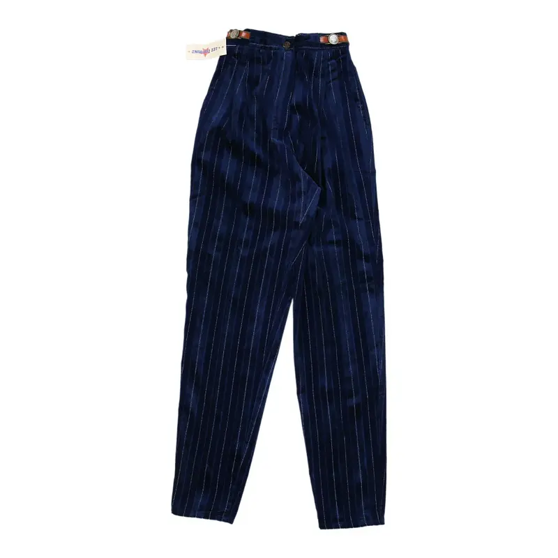 Les Copains Pinstripe Cord Trousers - 24W UK 6 Blue Cotton | Size: UK 6