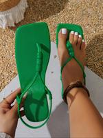 Women's Boho Style Beaded Decorated Toe Thong Sandals, Casual Trendy Flat Sandals, Fashionable Shoes for Summer Beach Vacatio...