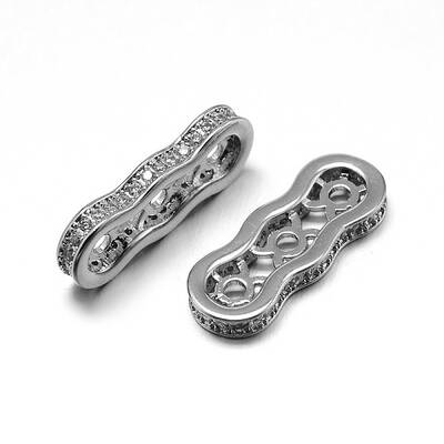 Brass Micro Pave Cubic Zirconia Spacer Bars