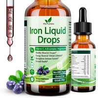 Liquid Iron Supplement for Women Men & Kids, Vegan Iron Drops with Vitamin C D, B12, B-Complex for Anemia, Energy Support, Bl...
