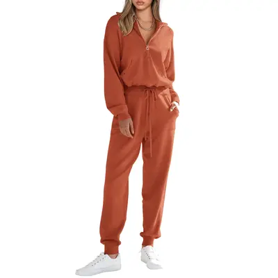 PrettyGarden Women's 2-Piece Sweater Set Pullover Zip Up Sweatshirt Jogger Sweatpants Tracksuit Casual Outfit