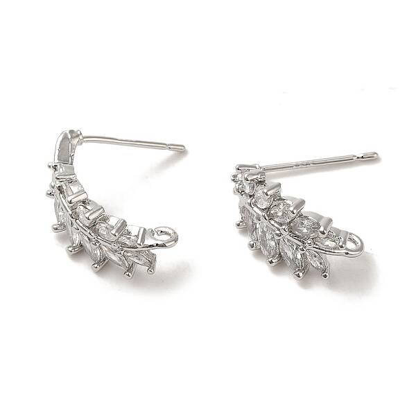Brass Micro Pave Cubic Zirconia Ear Wire Findings
