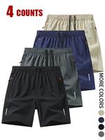 Men's Solid Color Pocket Zipper Shorts, Casual Breathable Comfortable Shorts for Running Gym Workout, Men's Bottoms for All S...