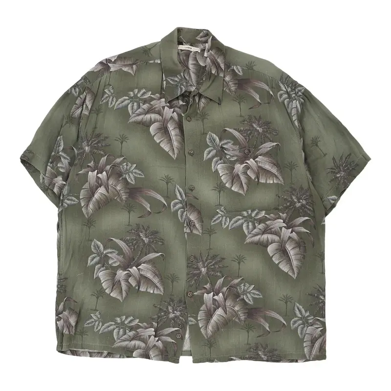 Campia Floral Hawaiian Shirt - XL Green Viscose