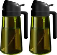 2 Count 2 in 1  Oil Sprayer for Cooking 16oz/470ml Light-Blocking Dark , Olive Oil Dispenser Bottle for Kitchen, Premium Dark...