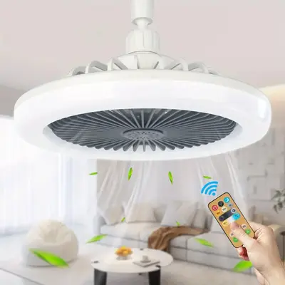 LED Multifunctional Fan Light, 3 Speed Ceiling Fan with 3 Colors Dimmable Light, Invisible Bladeless Flush Mount Fan Light, H...