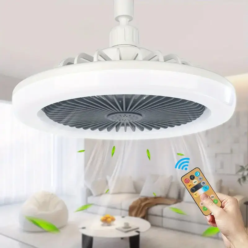 LED Multifunctional Fan Light, 3 Speed Ceiling Fan with 3 Colors Dimmable Light, Invisible Bladeless Flush Mount Fan Light, H...