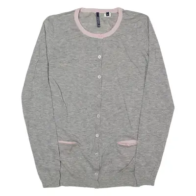 WOOLRICH Cardigan Grey Tight Knit Wool Womens S