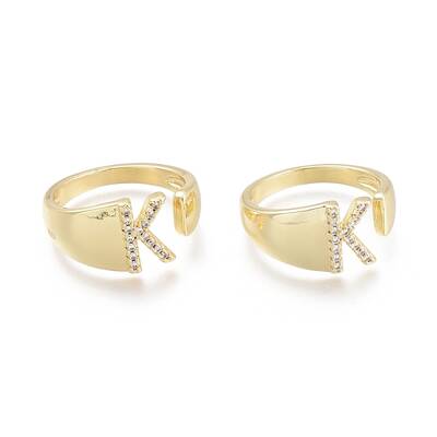 Brass Micro Pave Clear Cubic Zirconia Cuff Rings