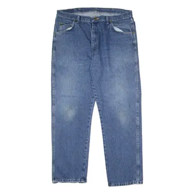WRANGLER Mens Jeans Blue Regular Straight Stone Wash W36 L30