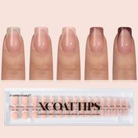 BTArtboxnails XCOATTIPS Press on Nails - 150pcs  Fall Short Square or Almond or Coffin French Tips, Skin Tones Soft Gel False...