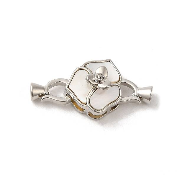 Brass Fold Over Clasps with Shell