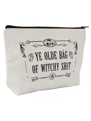 Witchy Themed Makeup Bag, Letter Pattern Zipper Makeup Bag, Versatile Storage Bag for Travel, Dormitory, Daily Use, Witchy Gi...