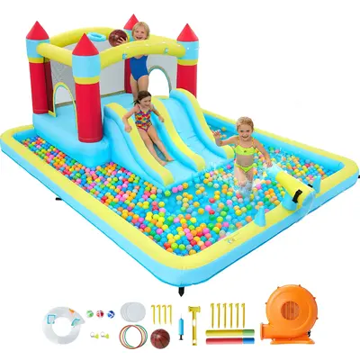 Garvee 7-in-1 Inflatable Bounce House for Kids - Indoor & Outdoor Bouncy Castle with Slide and 350W Blower - Durable Backyard...