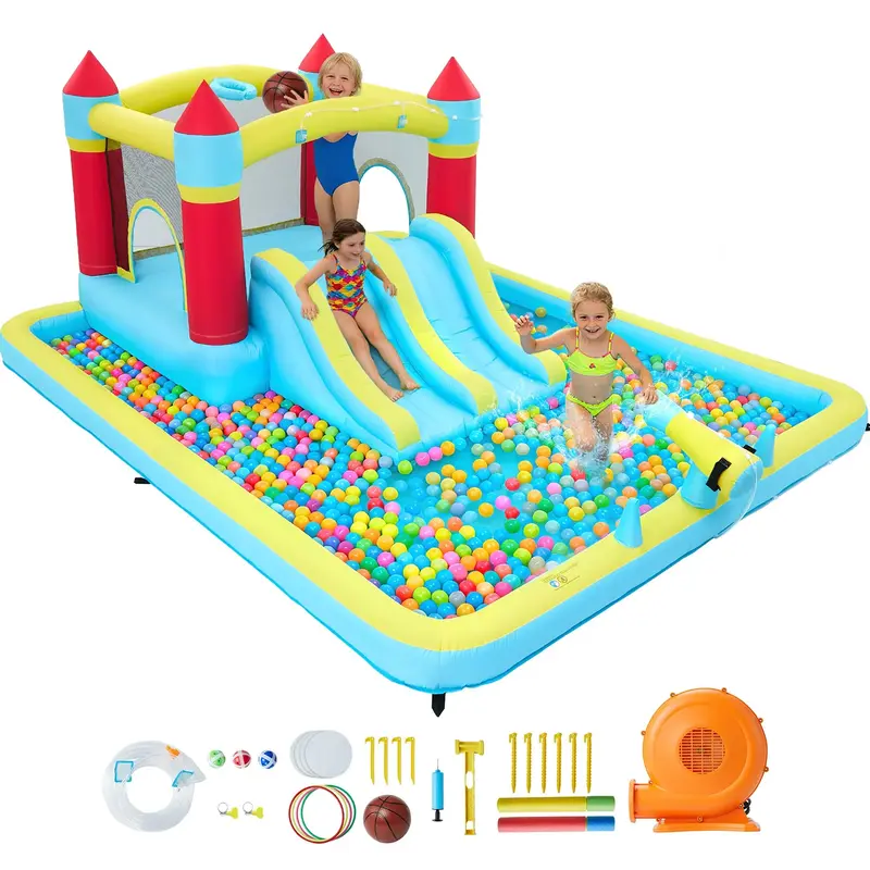Garvee 7-in-1 Inflatable Bounce House for Kids - Indoor & Outdoor Bouncy Castle with Slide and 350W Blower - Durable Backyard...